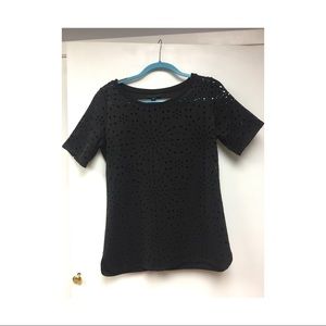 Black Form Fitting Blouse, See-through Design